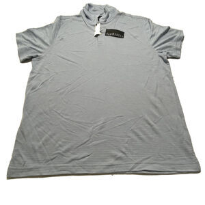 NWT Van Heusen Men’s Large Short Sleeve Button Up Polo Shirt Light Blue Striped